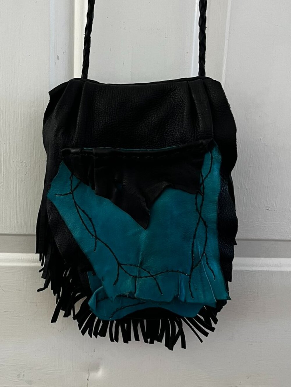 Wathena Creations Made In USA Handmade Leather Bohemian Hippie Flap front Bag